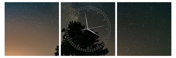 Tablou cu cerul nocturn și copaci (cu ceas) (90x30 cm)