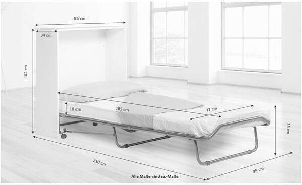 Pat pliant cu suport comoda Sognum 85/185 cm