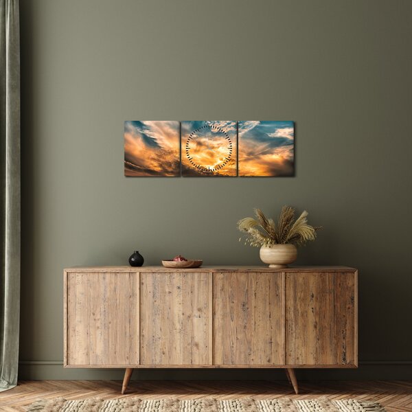 Tablou cu nori (cu ceas) (90x30 cm)