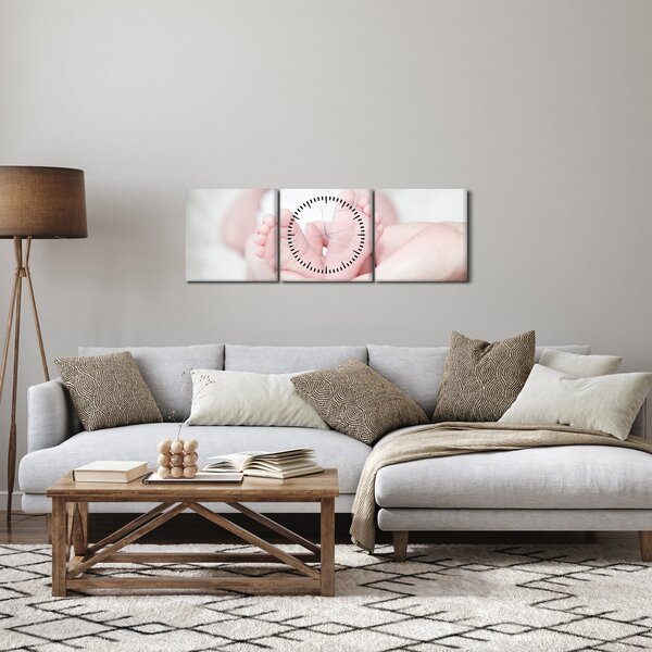 Tablou cu piciorușele de copilaș (cu ceas) (90x30 cm)