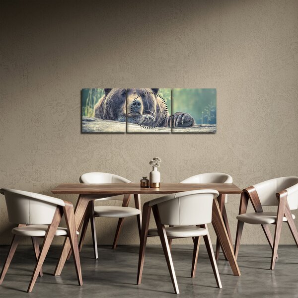 Tablou cu urs (cu ceas) (90x30 cm)