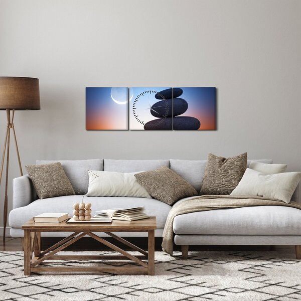 Tablou cu pietre suprapuse (cu ceas) (90x30 cm)