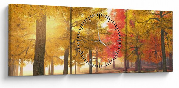 Tablou cu copaci toamna (cu ceas) (90x30 cm)