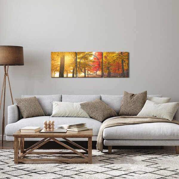 Tablou cu copaci toamna (cu ceas) (90x30 cm)