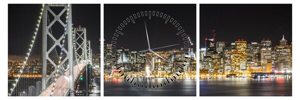 Tablou cu podul Brooklin și New York (cu ceas) (90x30 cm)