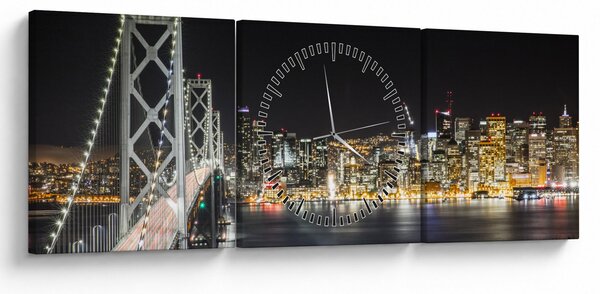 Tablou cu podul Brooklin și New York (cu ceas) (90x30 cm)
