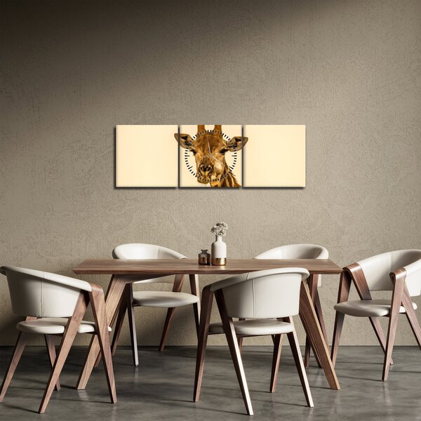 Tablou cu girafe (cu ceas) (90x30 cm)