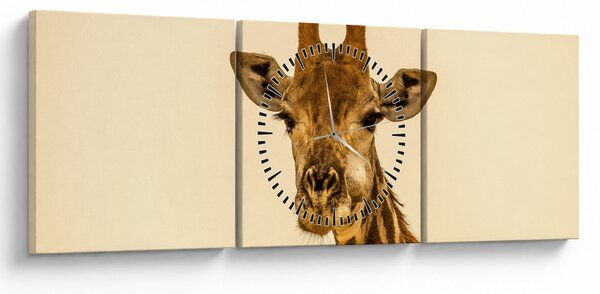 Tablou cu girafe (cu ceas) (90x30 cm)