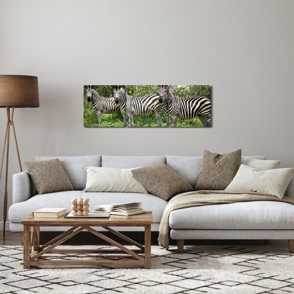 Tablou cu zebre (cu ceas) (90x30 cm)