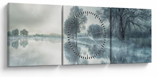 Tablou cu natura iarna (cu ceas) (90x30 cm)