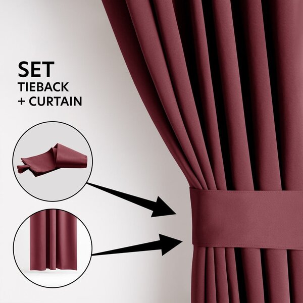 Draperie burgundy dimout (semi-opacă) 140x245 cm Kierra – Restilo