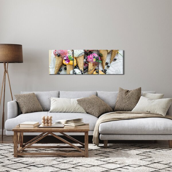 Tablou cu înghețată (cu ceas) (90x30 cm)