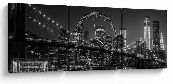 Tablou cu podul Brooklin în New York (cu ceas) (90x30 cm)