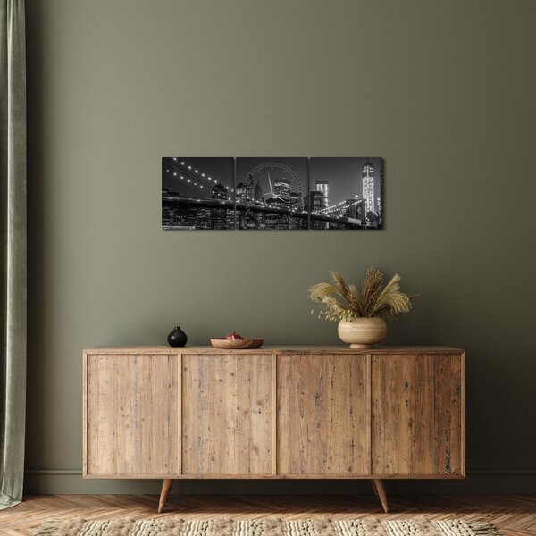 Tablou cu podul Brooklin în New York (cu ceas) (90x30 cm)