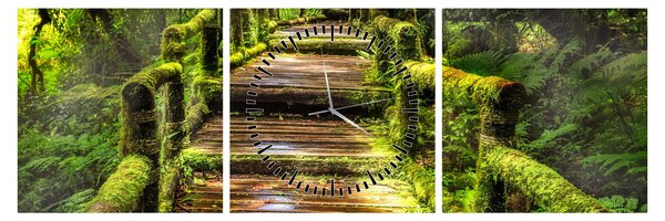 Tablou cu scări într-o pădure tropicală (cu ceas) (90x30 cm)
