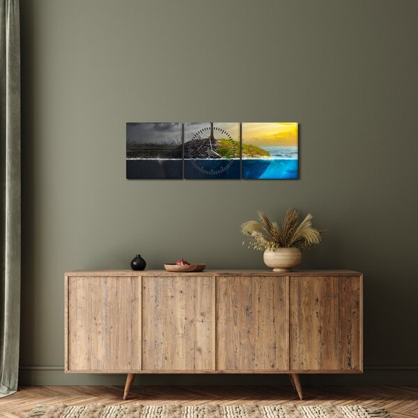 Tablou reprezentând două părți (cu ceas) (90x30 cm)