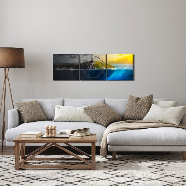 Tablou reprezentând două părți (cu ceas) (90x30 cm)