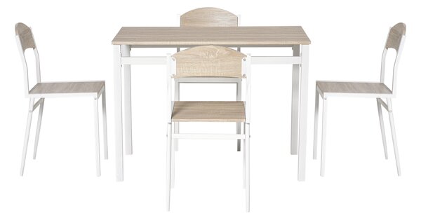 HOMCOM Set Masă de Prânz din 5 Piese cu 1 Masă Dreptunghiulară și 4 Scaune, 100x63x76,5 cm, Gri și Alb | Aosom Romania