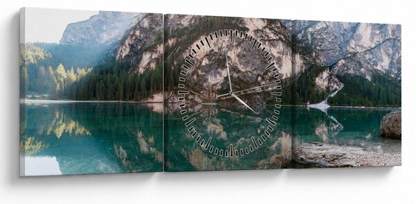 Tablou cu lac montan (cu ceas) (90x30 cm)