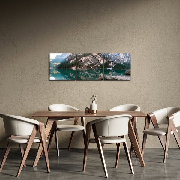 Tablou cu lac montan (cu ceas) (90x30 cm)