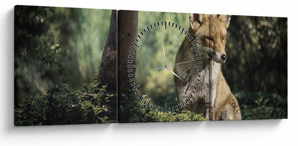 Tablou cu vulpe (cu ceas) (90x30 cm)