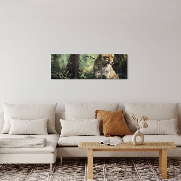 Tablou cu vulpe (cu ceas) (90x30 cm)