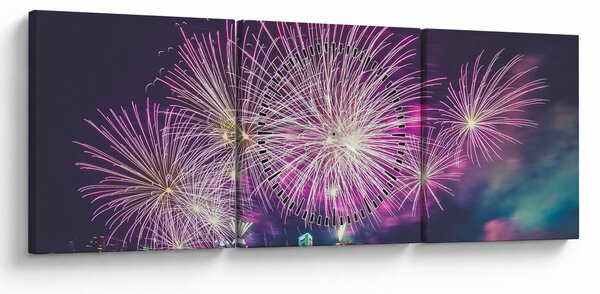 Tablou cu artificii (cu ceas) (90x30 cm)