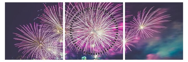 Tablou cu artificii (cu ceas) (90x30 cm)