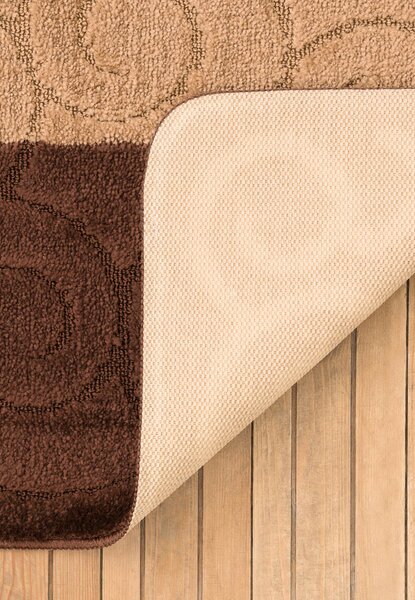 Set 2 Covorase antiderapante de baie, Sile 2518 Maro Dreptunghi, 50 x 80 / 40 x 50