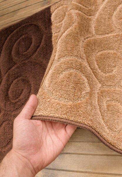 Set 2 Covorase antiderapante de baie, Sile 2518 Maro Dreptunghi, 50 x 80 / 40 x 50