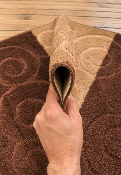 Set 2 Covorase antiderapante de baie, Sile 2518 Maro Dreptunghi, 50 x 80 / 40 x 50