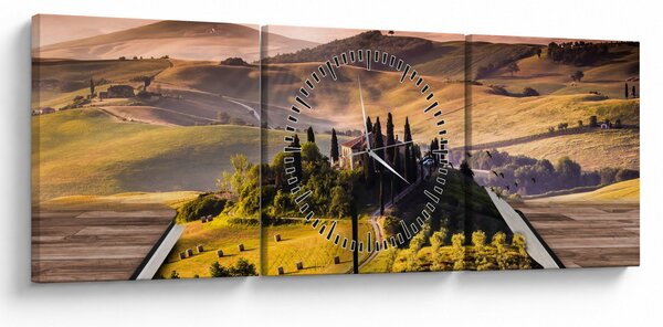 Tablou cu peisaj în carte (cu ceas) (90x30 cm)