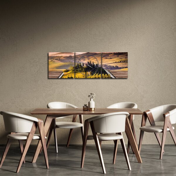 Tablou cu peisaj în carte (cu ceas) (90x30 cm)