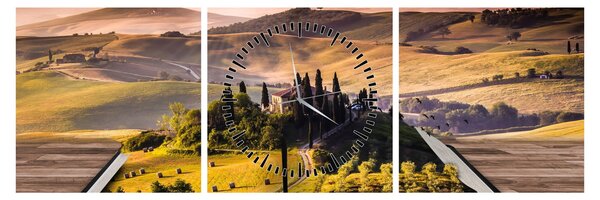 Tablou cu peisaj în carte (cu ceas) (90x30 cm)