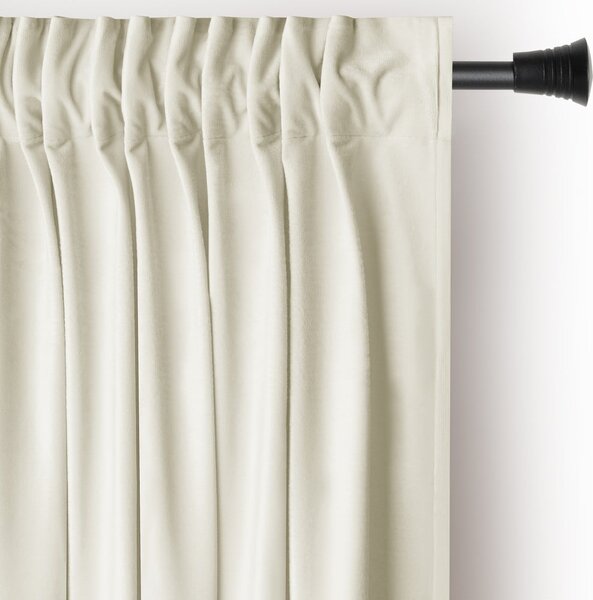 Draperie crem dimout (semi-opacă) din catifea 140x245 cm Pleat – Restilo