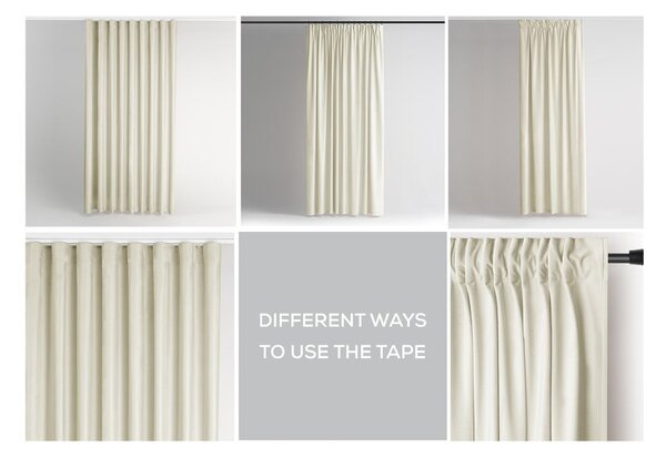 Draperie crem dimout (semi-opacă) din catifea 140x245 cm Pleat – Restilo