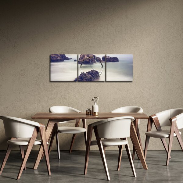Tablou cu stânci în ceață (cu ceas) (90x30 cm)