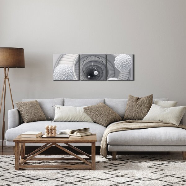 Tablou cu abstracție 3D (cu ceas) (90x30 cm)