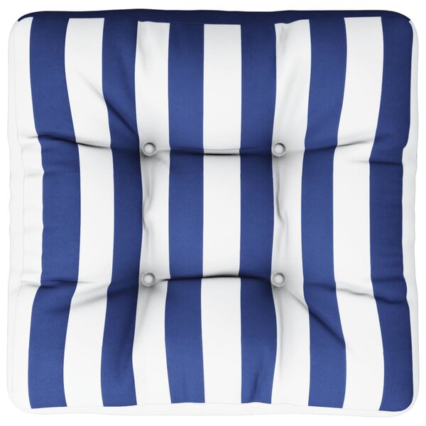 Pernă de paleți, dungi albastru/alb, 50x50x12 cm, textil