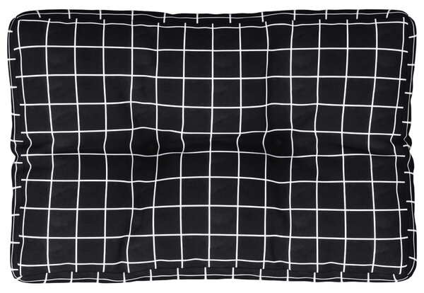 Pernă de paleți, negru, carouri, 60x40x12 cm, textil