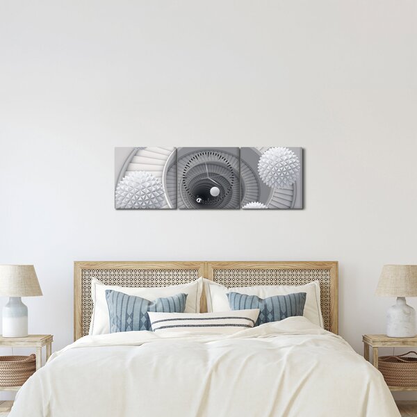 Tablou cu abstracție 3D (cu ceas) (90x30 cm)