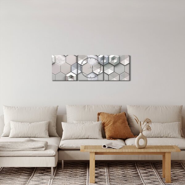 Tablou cu abstracție 3D (cu ceas) (90x30 cm)