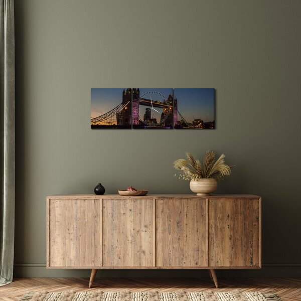 Tablou - Tower bridge (cu ceas) (90x30 cm)