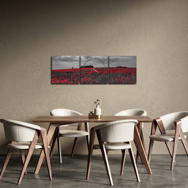 Tablou cu maci (cu ceas) (90x30 cm)