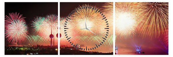 Tablou cu artificii (cu ceas) (90x30 cm)