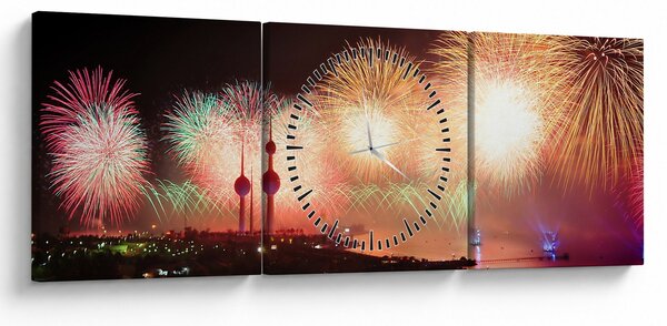Tablou cu artificii (cu ceas) (90x30 cm)