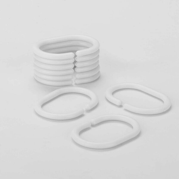 Set Inele Perdea Duș 12 pcs, alb, Plastic Durabil, Montaj Simplu