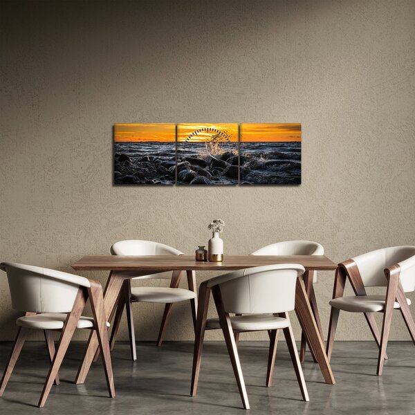 Tablou cu valurile mării (cu ceas) (90x30 cm)