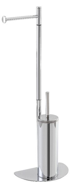 Suport vertical pentru hartie si perie wc, argintiu, h 76 cm