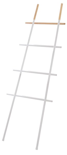 Suport vertical pentru prosoape tip scara, alb, otel si lemn, h 170 cm